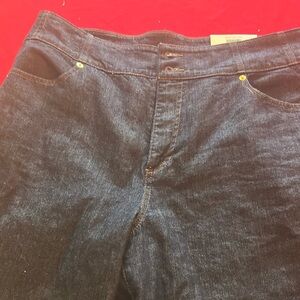 Wide leg high waisted dark indigo jeans